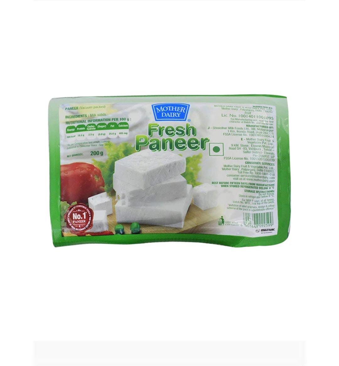 Mother Dairy Fresh Paneer - 200gm