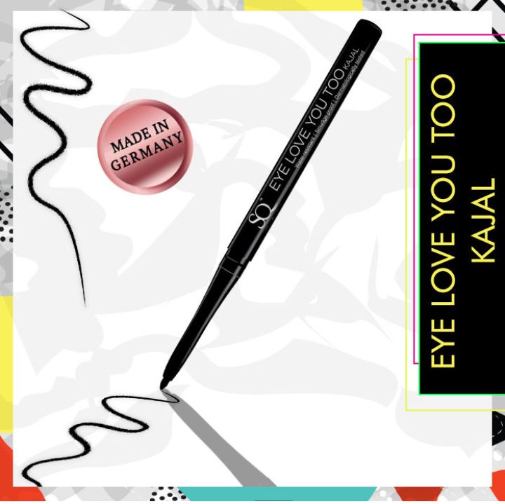 Stay Quirky Kajal Super Black Eye Love You Too | Long Lasting Smudgeproof Water resistent| Vegan Dermatologically tested Intense +INFO Pigmentation (0.35 g)