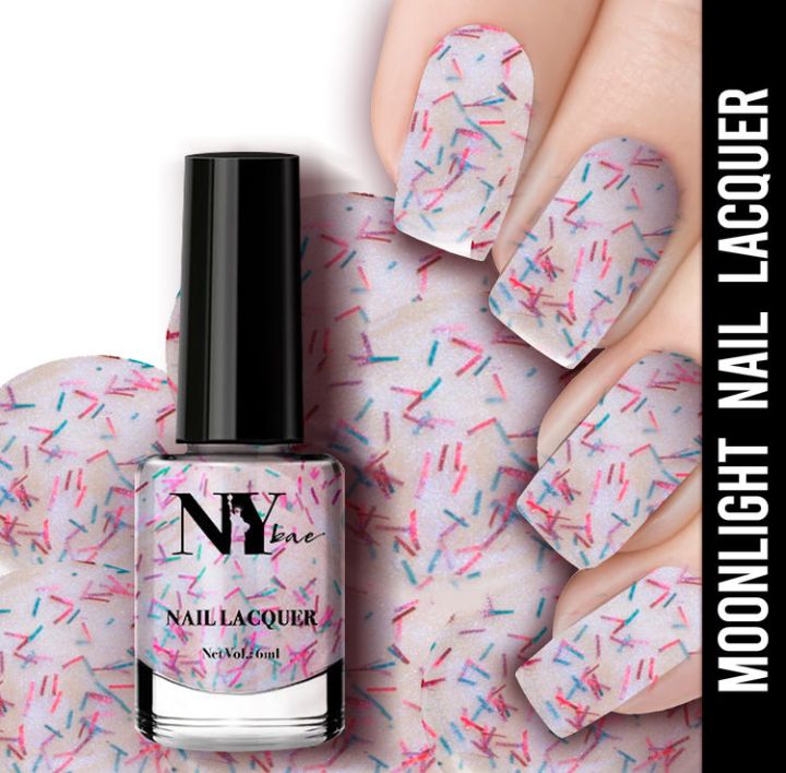 NY Bae Nail Lacquer, Glitter | Shimmer Paint Chip Resistant Polish | Highly Pigmented | Pink - Liberty Lady Moonlight 21 (6 ml)