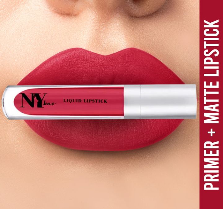 NY Bae Confessions of a Lip-a-holic Liquid Lipstick | Primer + Matte | Red | Long Lasting- All I Want For Love 4 (4.5 ml)