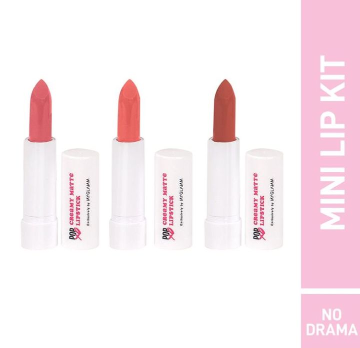 MyGlamm POPxo Makeup Collection No Drama - Mini Lip Kit-No Drama +INFO (3X2.5 g)