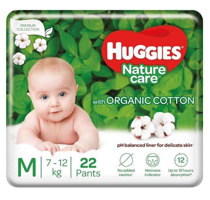 Huggies Nature Care Diapers (M) 22 count (7 - 12 kg)