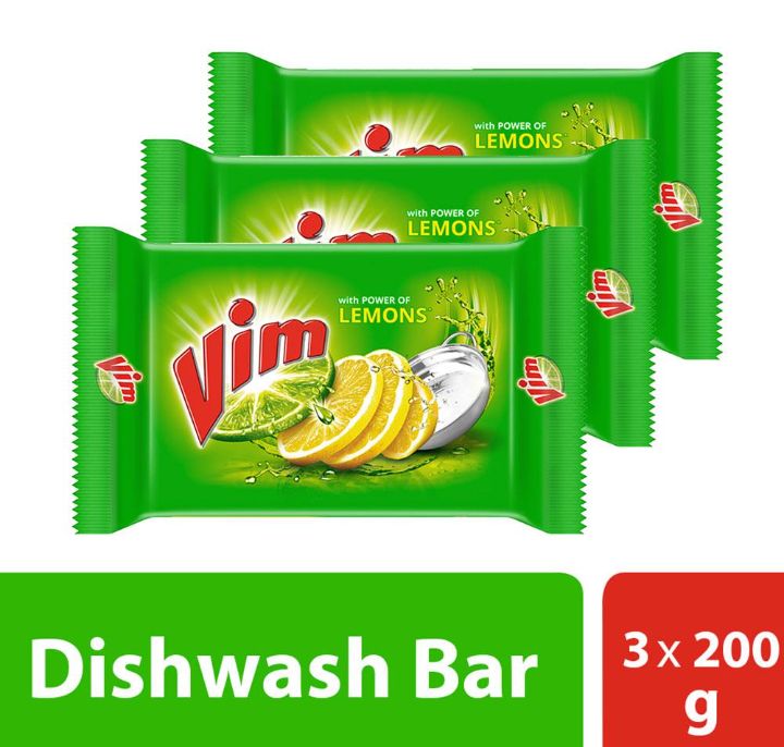 Vim Lemon Dishwash Bar 200 g (Pack of 3)