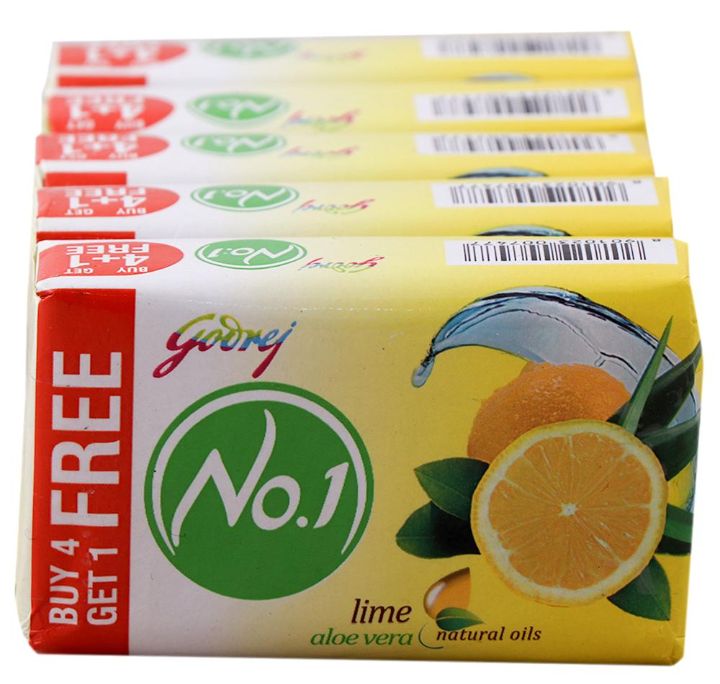Godrej No.1 Lime & Aloe Vera Soap 100 g (Buy 4 Get 1 Free)