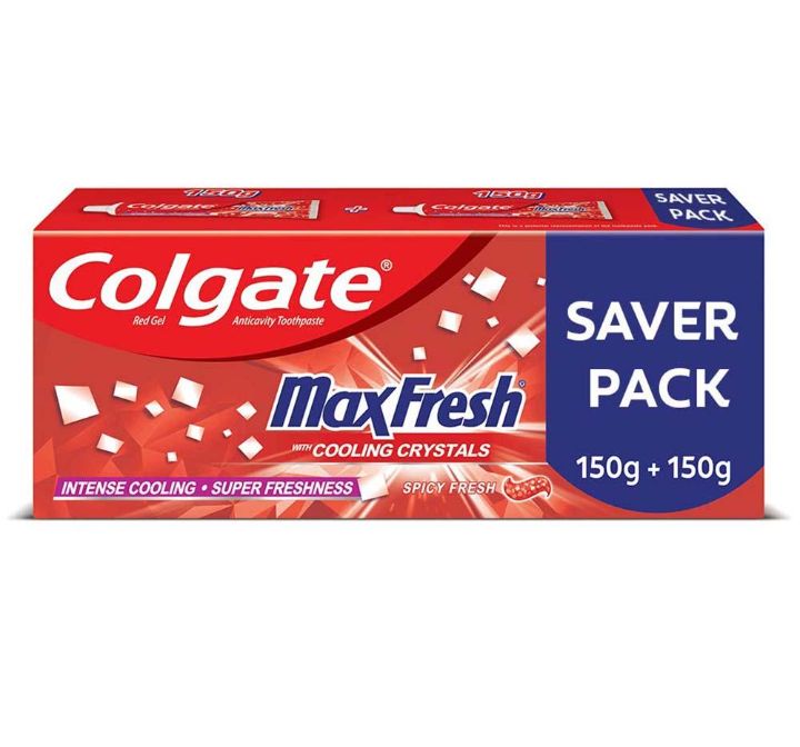 Colgate Max Fresh Spicy Fresh Red Gel Toothpaste 150 g (Pack of 2)