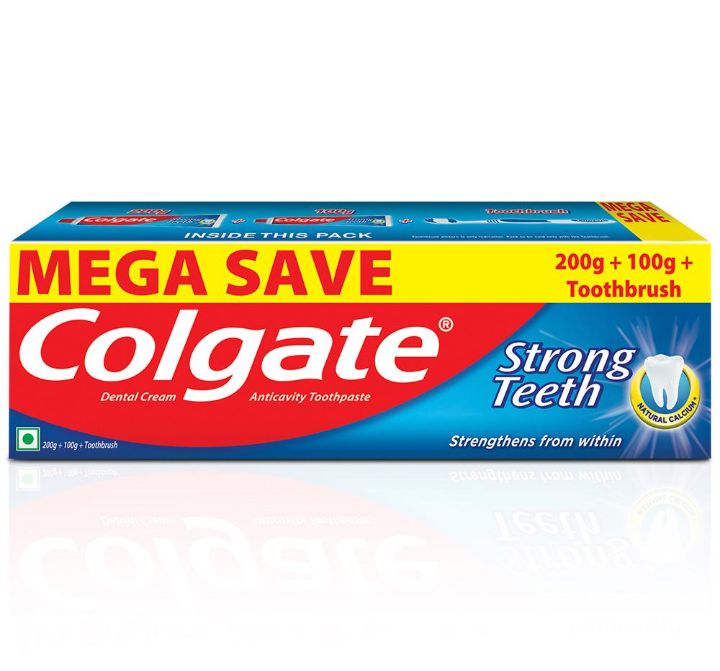 Colgate Strong Teeth Dental Cream Toothpaste (200 g + 100 g)
