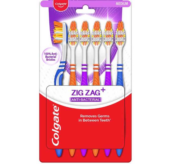 Colgate Zig Zag (Medium) Multicolor Toothbrush (Pack of 6)