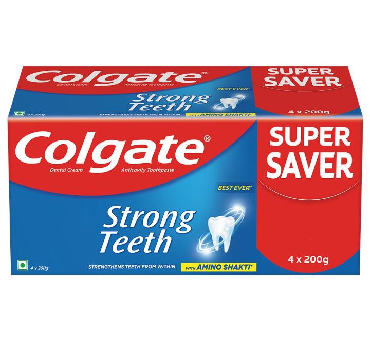 Colgate Strong Teeth Dental Cream Toothpaste 200 g (Pack of 4)
