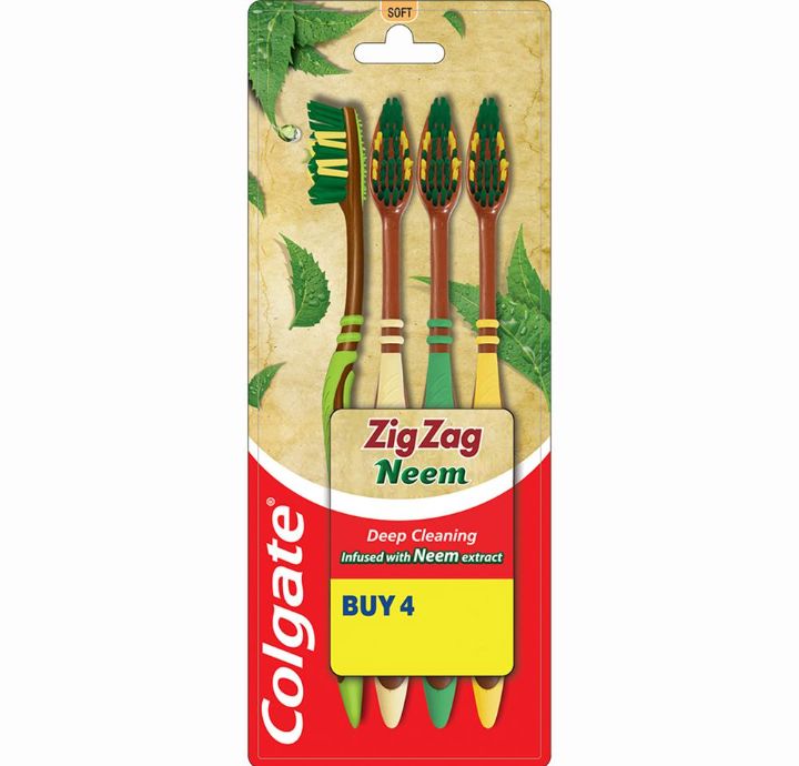 Colgate Zig Zag Neem Deep Cleaning (Soft) Toothbrush 4 pcs