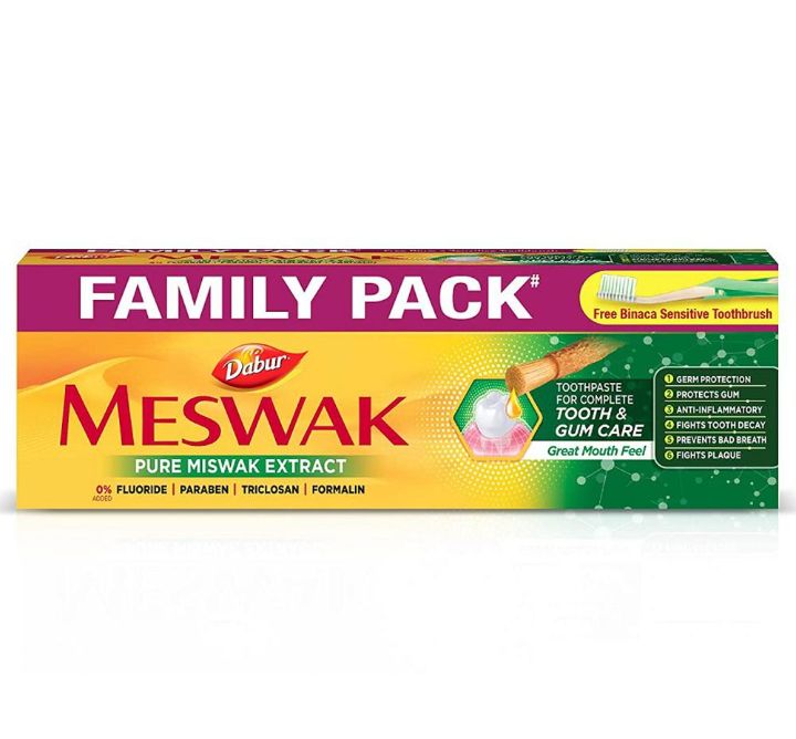 Meswak Complete Oral Care Family Pack Toothpaste (200+ 100) g (Free Toothbrush)