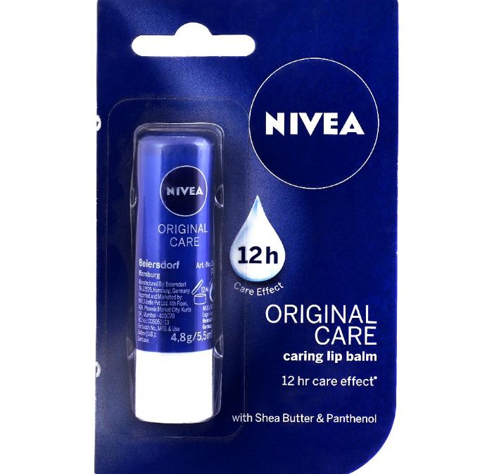 Nivea 12H Caring Lip Balm with Shea Butter & Panthenol, Original Care 4.8 g