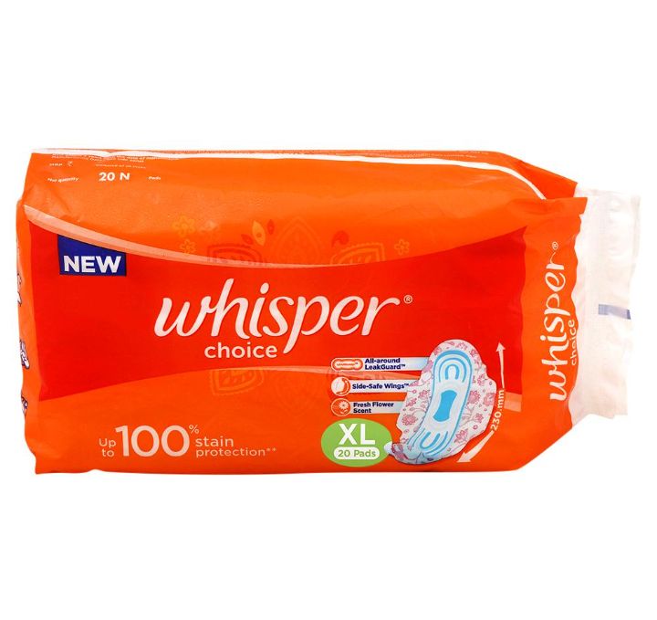 Whisper Choice Sanitary Napkin with Wings (XL) - 20pads