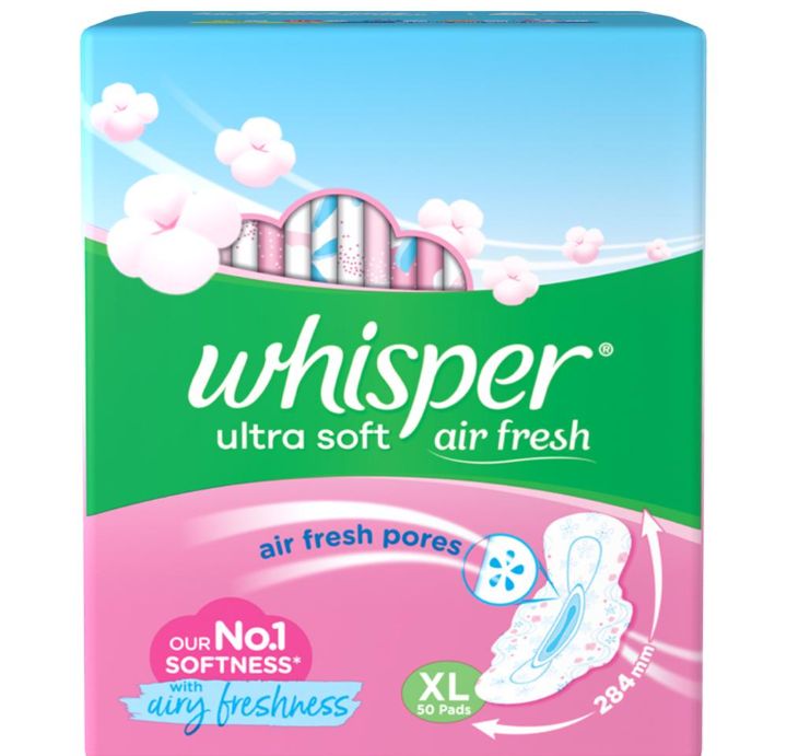 Whisper Ultra Soft Sanitary Napkin with Wings (XL) - 50pads