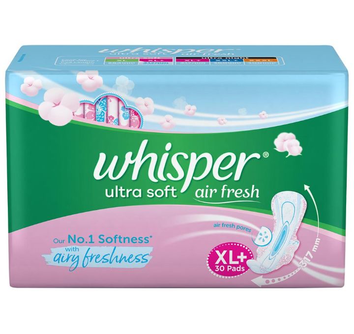 Whisper Ultra Soft Sanitary Napkin with Wings (XL+) - 30pads