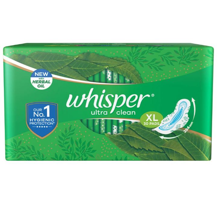 Whisper Ultra Clean Sanitary Napkin with Wings (XL) - 30pads