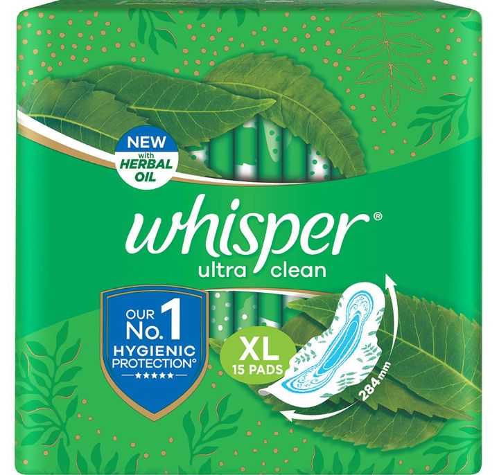 Whisper Ultra Clean Sanitary Napkin with Wings (XL) - 15pads