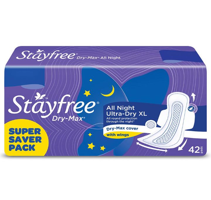 Stayfree All Night Ultra-Dry Max Sanitary Napkin with Wings (XL) - 42pads
