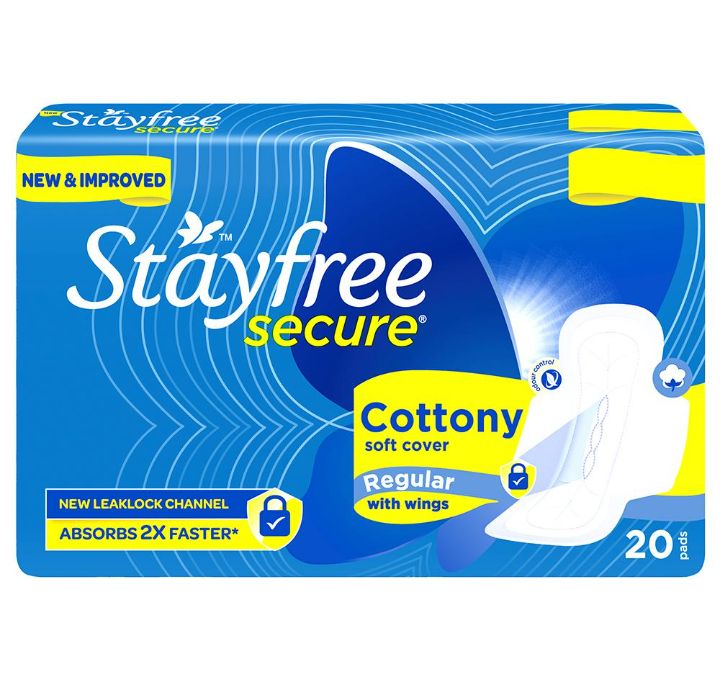 Stayfree Secure Cottony Soft Regular Sanitary Napkin with Wings - 20pads
