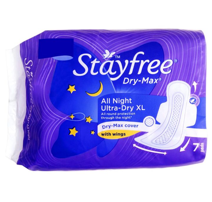 Stayfree Dry-Max All Night Ultra-Dry Sanitary Napkin with Wings (XL) - 7pads