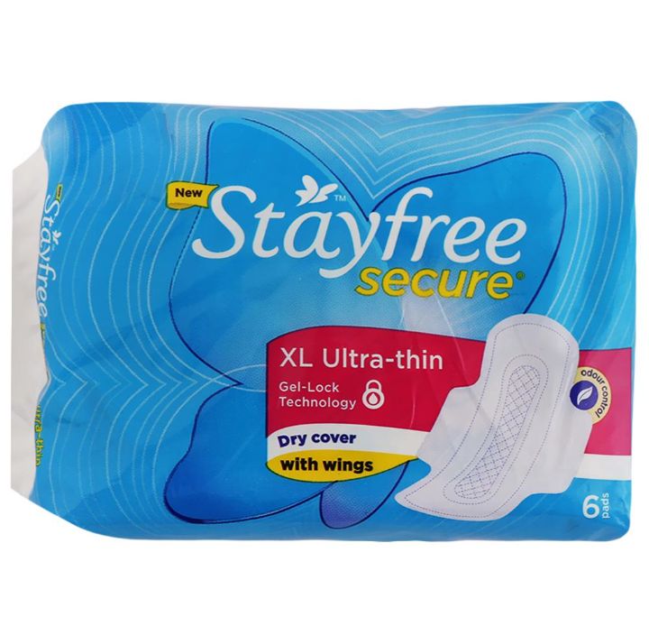 Stayfree Secure Ultra Thin Dry Cover Sanitary Napkin with Wings (XL) - 6pads