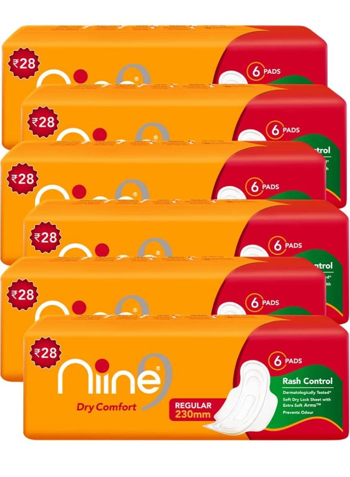 Niine Dry Comfort Regular Sanitary Pads - 6pads×6 (Pack of 36pads)