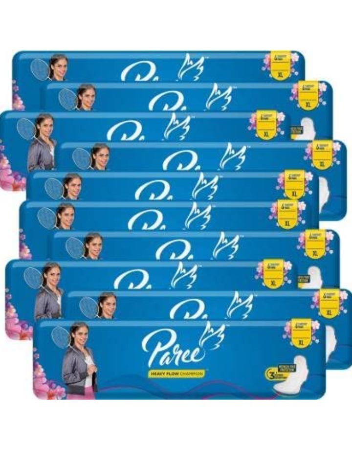 Paree Dry Feel Sanitary Pads For Heavy Flow 6 Pads- XL (Combo of 10)