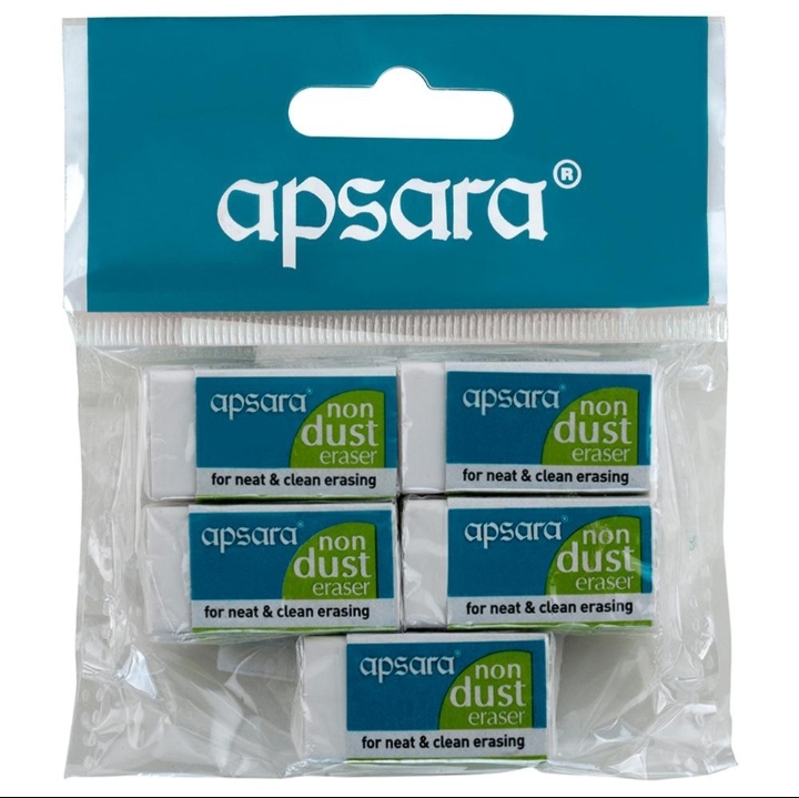 Apsara Non-Dust Regular Eraser (Pack of 5) APSARA