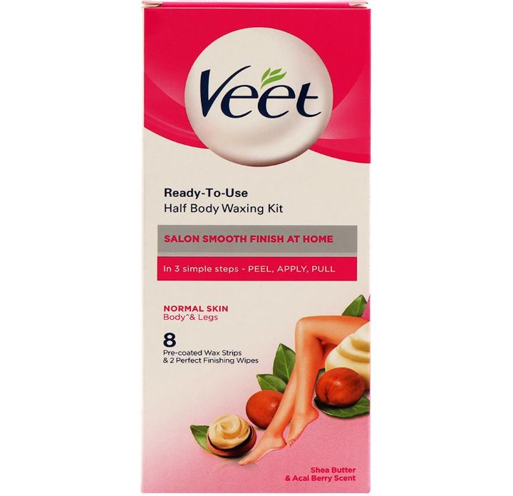Veet Easy-Grip Ready to Use Half Body Waxing Kit for Normal Skin 10 pcs
