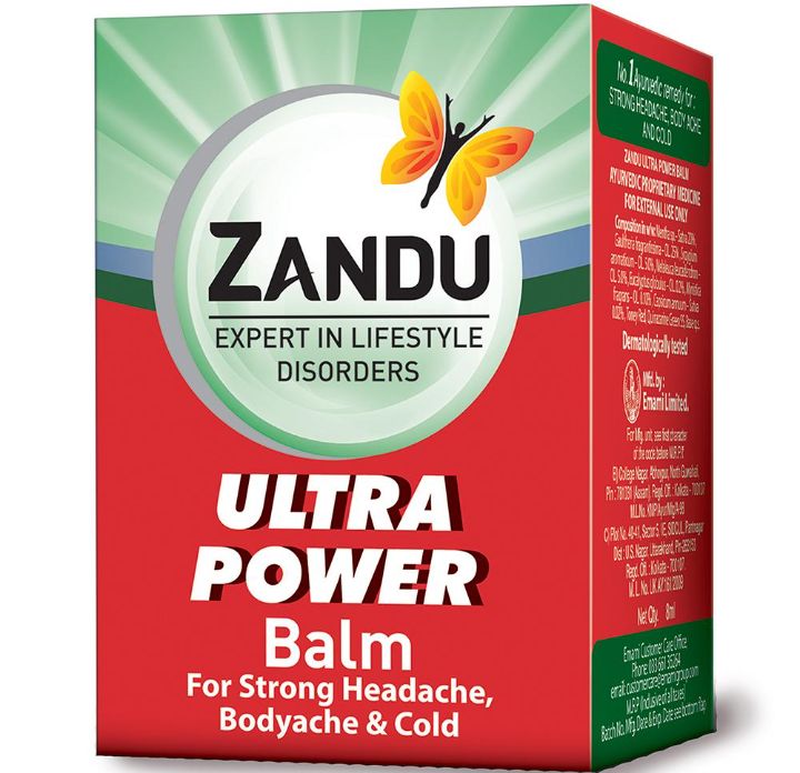Zandu Ultra Power Balm for Strong Headache, Bodyache & Cold 8 ml