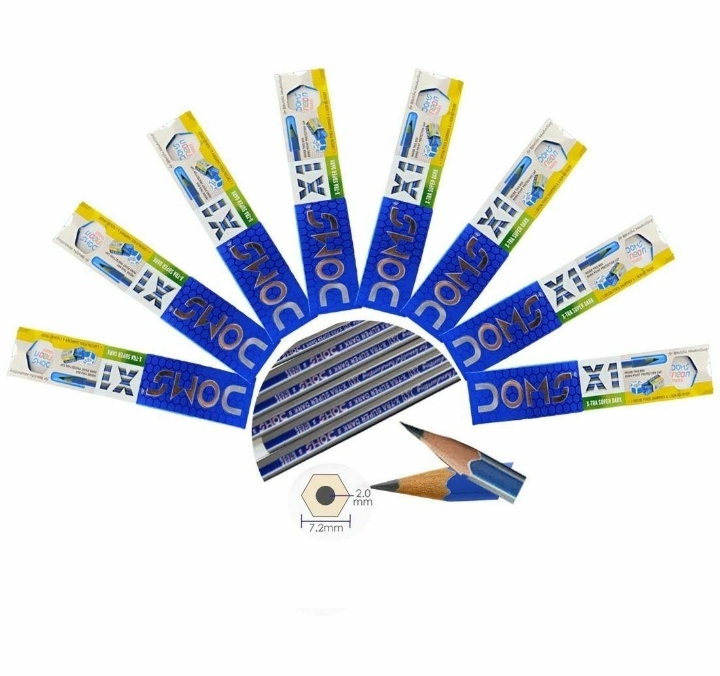 DOMS X1 Xtra Super Dark Rubber Tipped Graphite Pencil 10 pcs (Set of 8) DOMS