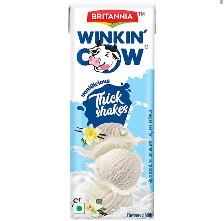 Britannia Winkin' Cow Vanilla Milkshake 200 ml (Tetra Pak)
