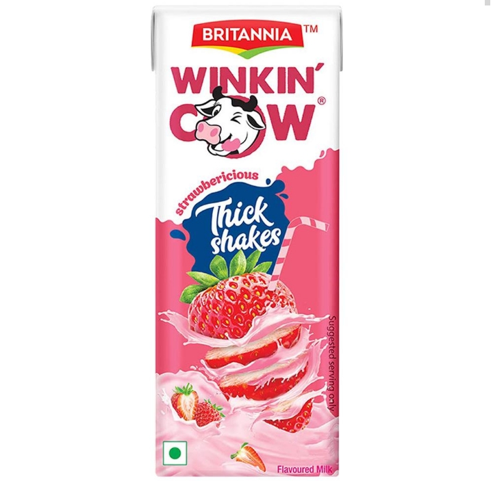 Britannia Winkin' Cow Strawberry Milkshake 200 ml (Tetra Pak)