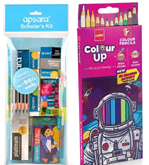 Apsara Scholars Kit & Cello Colourup Color Pencil Set -Pack Of 12