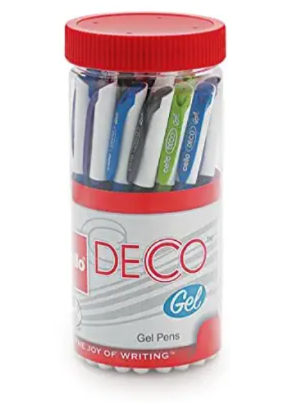 Cello Deco Gel Pen Jar (Pack of 25 Pens - Blue) | goWaterproof gel pen ink for smudge free & smooth writing experience
