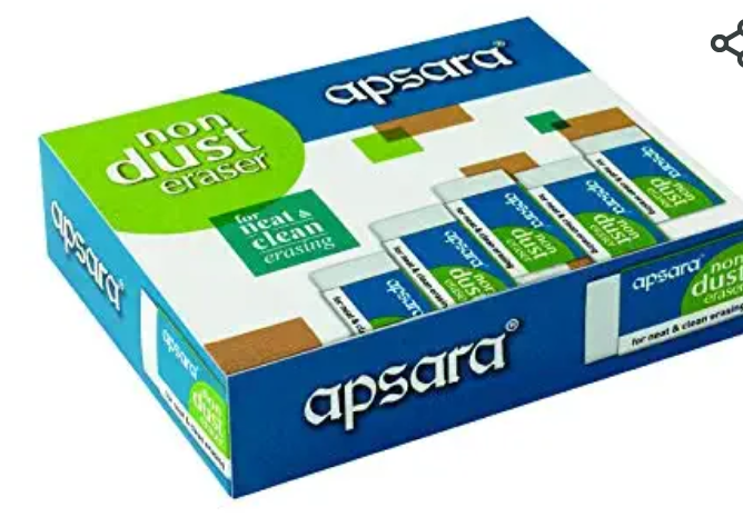 Apsara Non Dust Erasers - Pack of 20