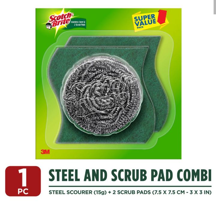 Scotch-Brite Stainless Steel Scrub and Scrub Pad (7.5 cm x 7.5 cm)