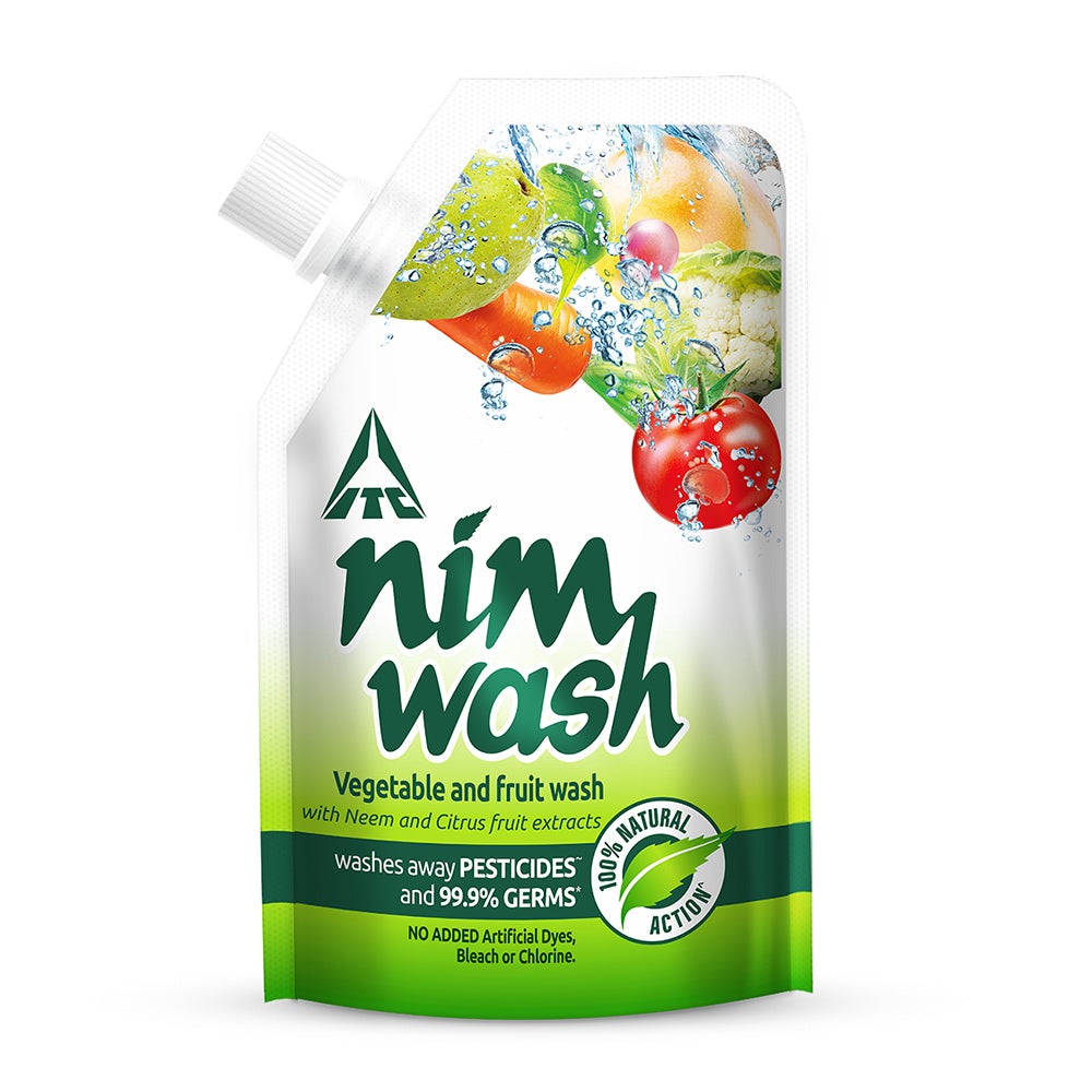 Nimwash Vegetable & Fruit Wash Spray 150 ml, 100% Natural Action, Removes Pesticides & 99.9% Germs, with Neem and Citrus Fruit Extracts, Safe to use on veggies and fruits, Cleans veggies & fruits