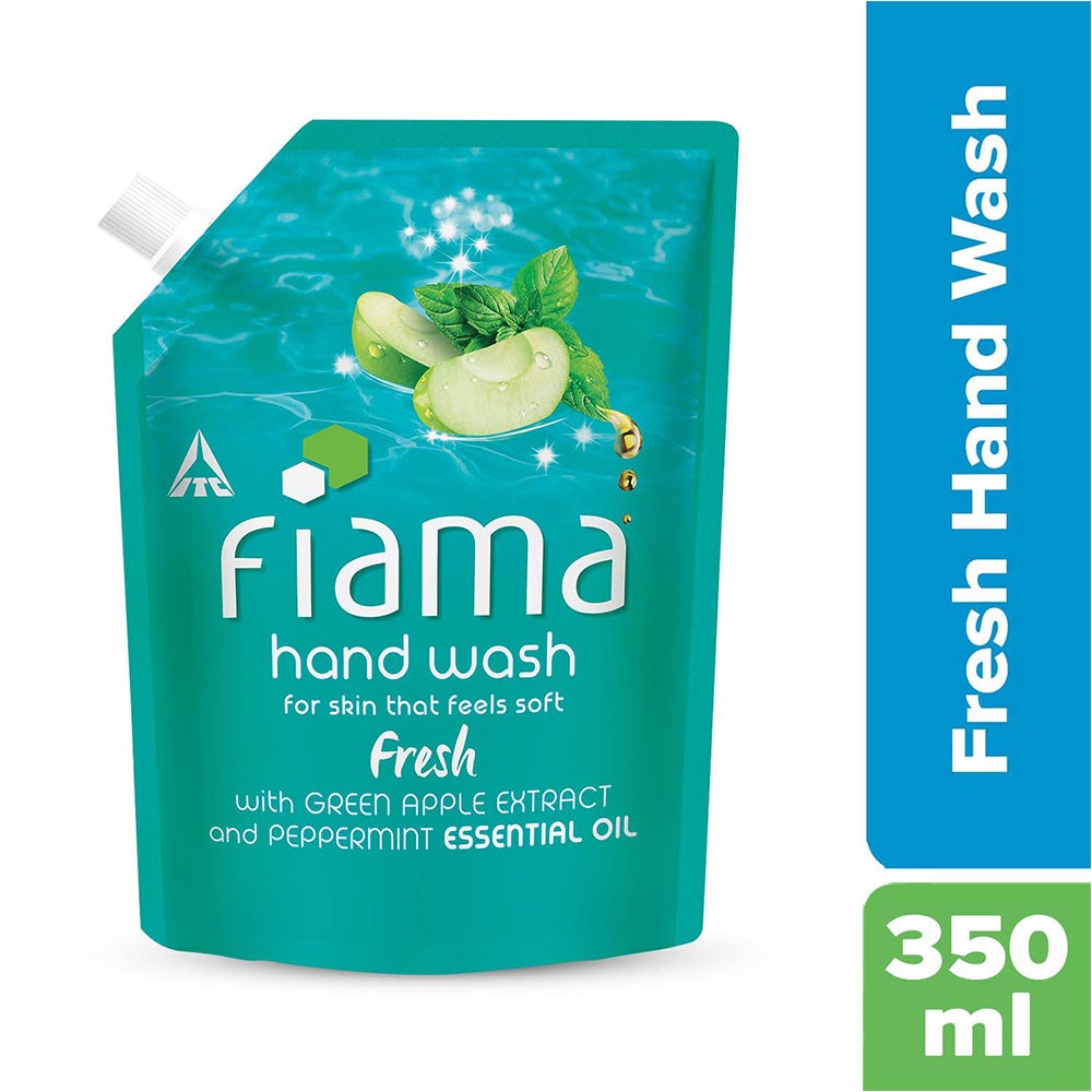 Fiama Fresh moisturising Handwash with Green Apple extract & peppermint essential oil, 350ml refill pouch