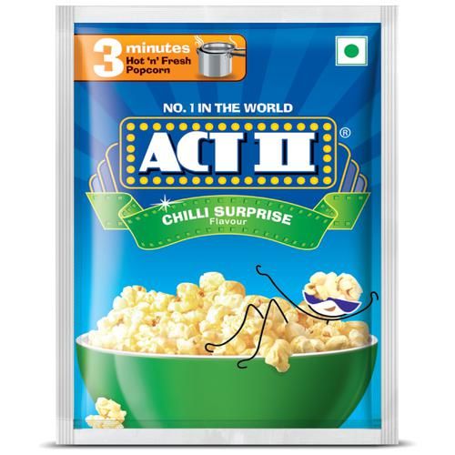 ACT II Instant Popcorn - Chilli Surprise, Hot, Fresh & Delicious, 30 g (Get 10 g Extra)