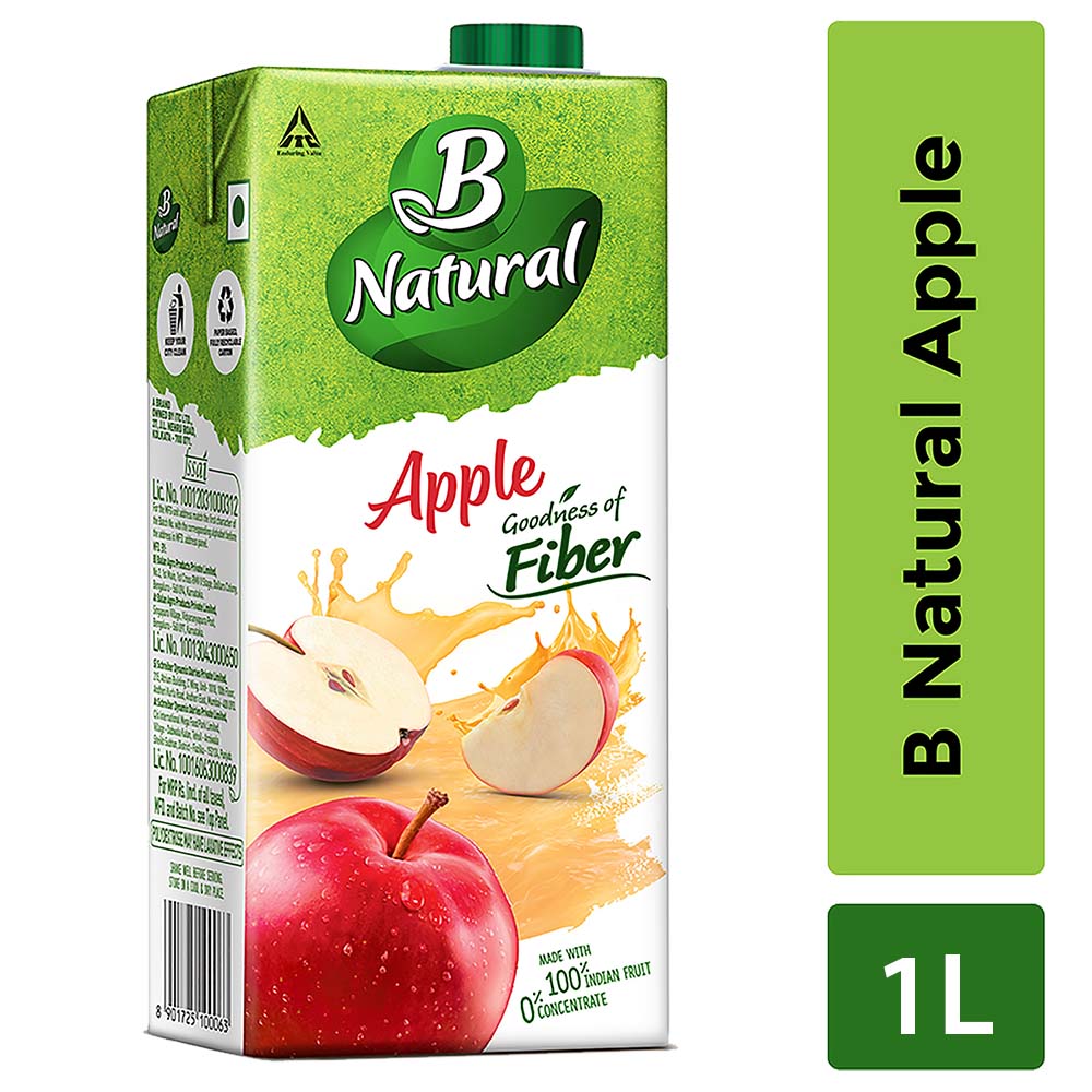 B Natural Apple Juice Goodness of fiber Made from choicest Apples 1 litre