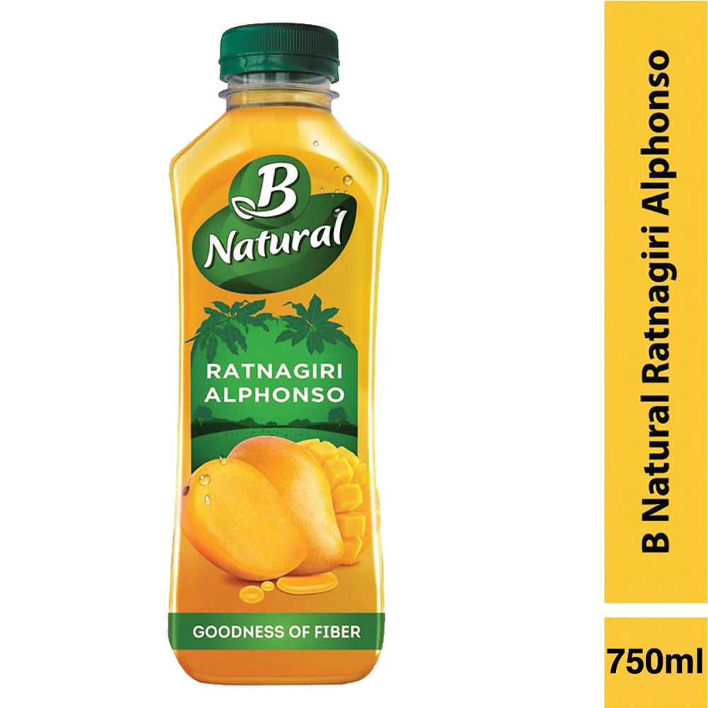 B Natural Ratnagiri Alphonso Mango Juice, Goodness of fiber, 750ml