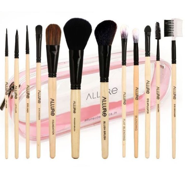 Allure Classic Pack Of 12 Makeup Brush set with travel Pouch