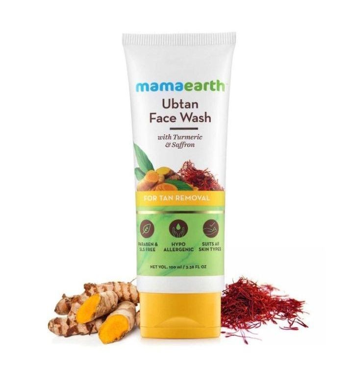 Mamaearth Ubtan Natural Face Wash For Dry Skin With Turmeric & Saffron For Tan Removal And Skin Brightning (100 ml)