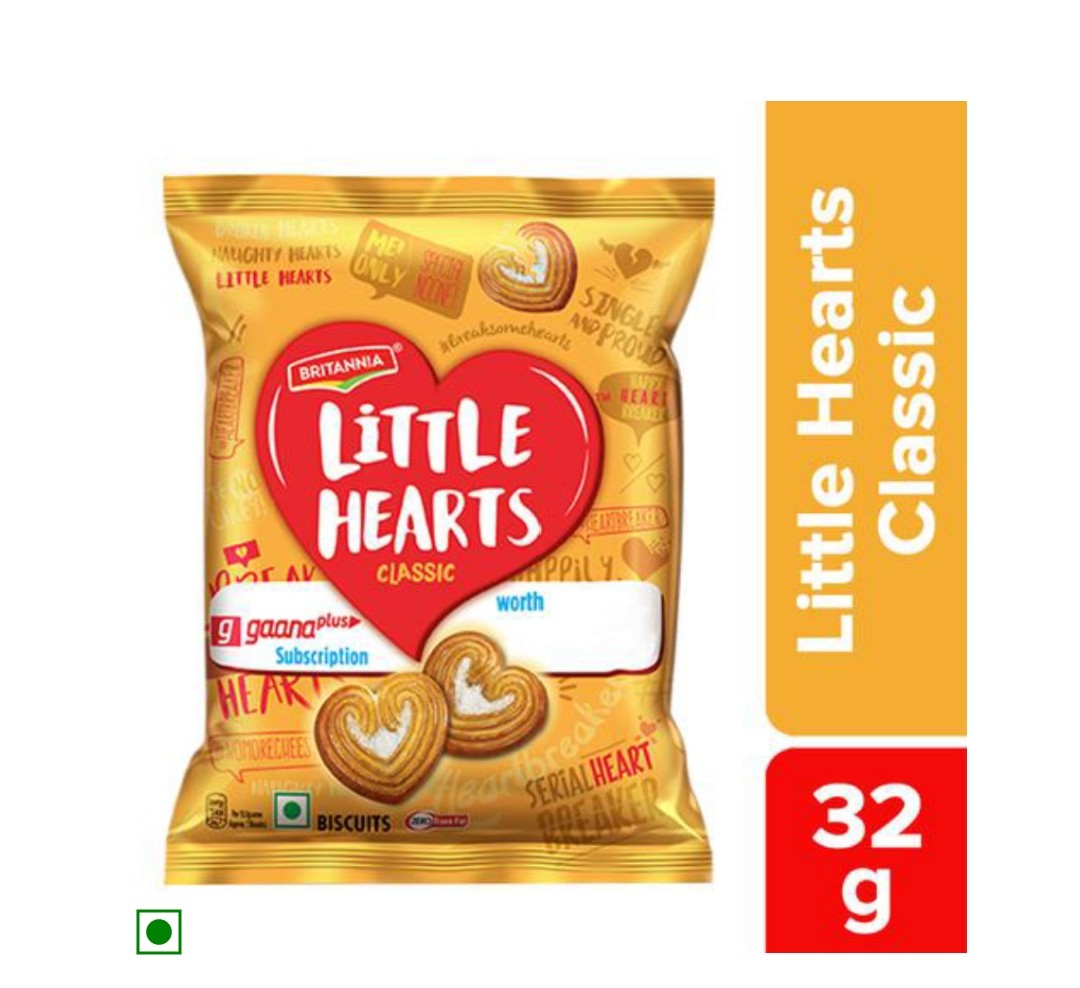 Little Hearts Classic - Sugar Sprinkled, Heart Shaped Biscuits, 32g