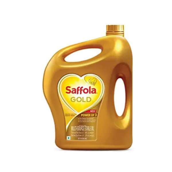 Saffola Gold Refined Cooking oil | Blend of Rice Bran & Sunflower oil | Helps Keeps Heart Healthy | 5 Litre jar