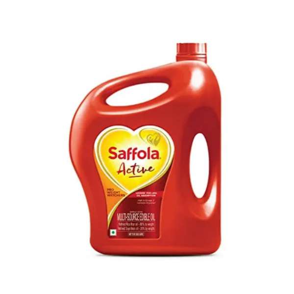 Saffola Active Refined Cooking oil | Blend of Rice Bran & SoyaBean oil | Pro Weight Watchers | 5 Litre jar