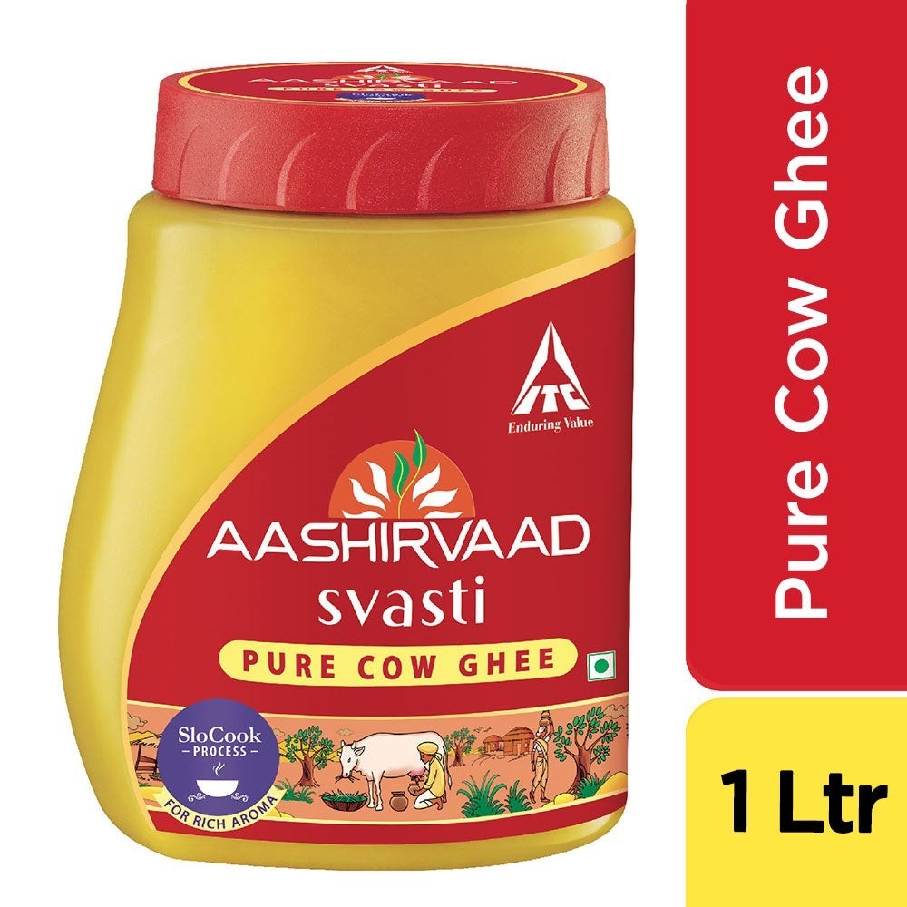 Aashirvaad Svasti Pure Cow Ghee, Pet Pack 1lt, Desi Ghee with Rich Aroma