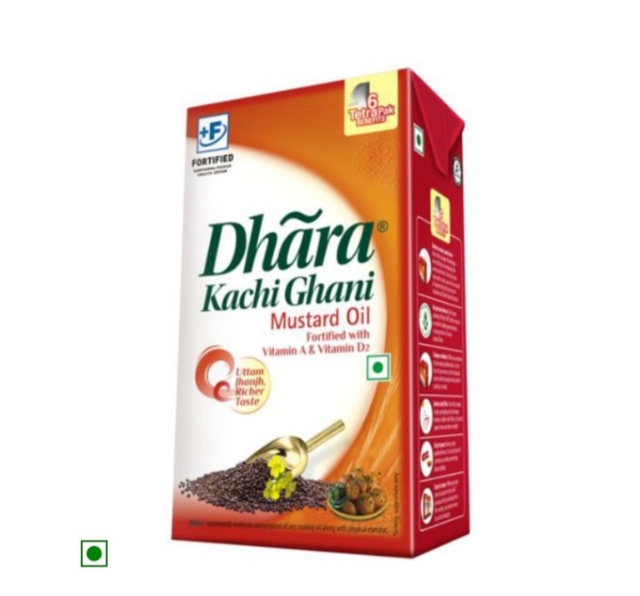 Dhara Kachi Ghani Mustard Oil - 1ltr