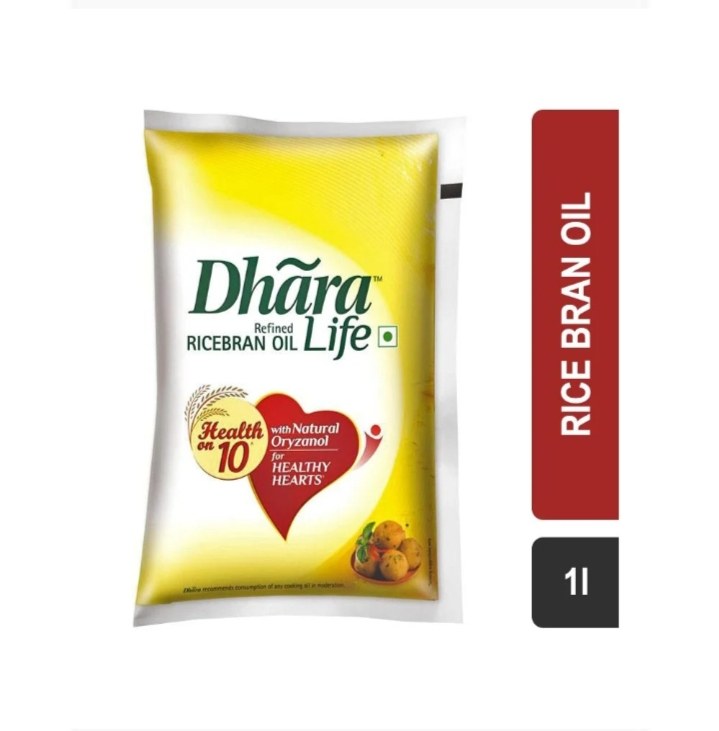 Dhara Refined Rice Bran Oil - 1ltr (Pouch)