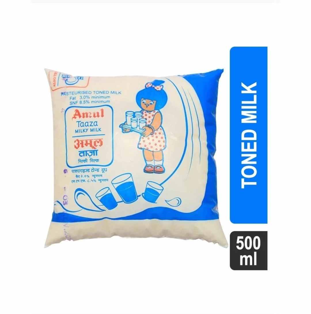 Amul Taaza Toned Milk (Polypack) - 500ml
